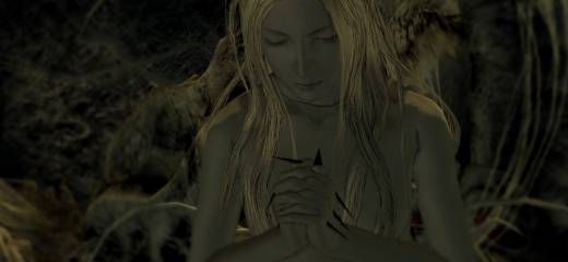 Image: The Fair Lady, from Dark Souls, silent in prayer.