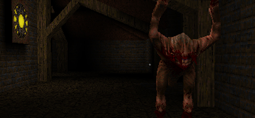 Image: A fiend from Quake, poised to attack.